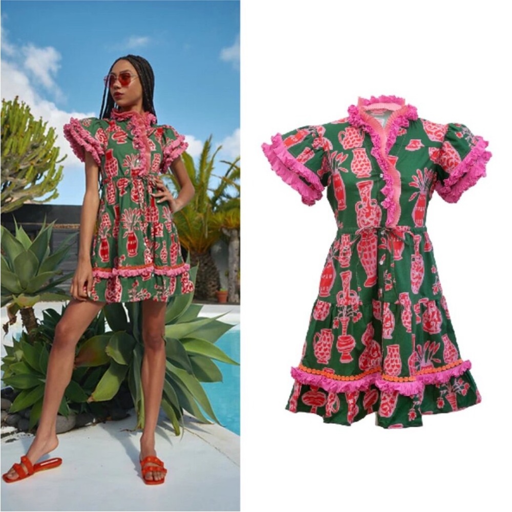 CeliaB Green and Pink Floral Mini Dress - Picture 2 of 3